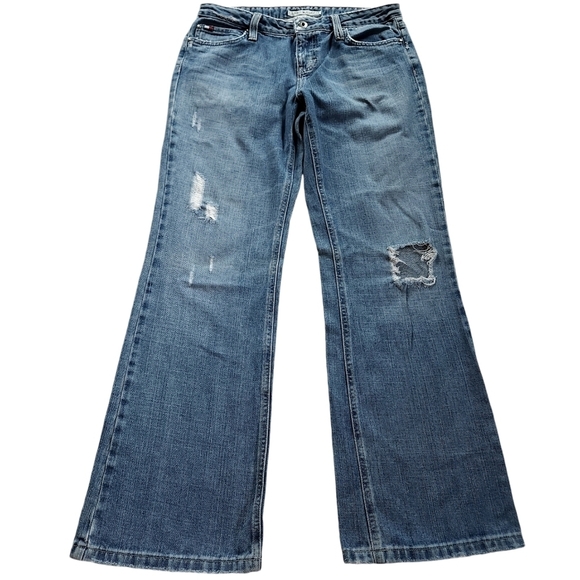 Y2K Tommy Hilfiger Low Rise Denim Jeans Women's sz 8 Distressed - Picture 1 of 8